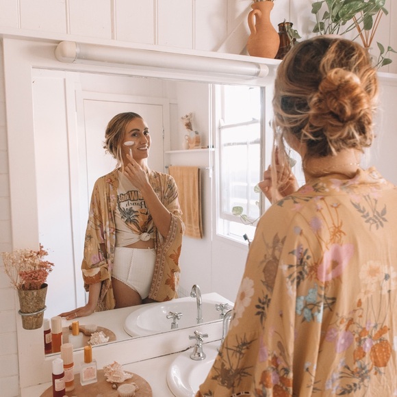 Spell Other - SOLD NWT SPELL | wild bloom kimono robe  mustard